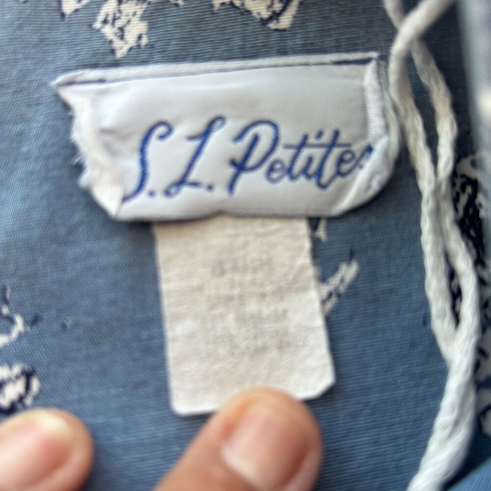 Vintage S.L. Petites Chic Chambray Floral Print Knee Length Dress Size 14 - Picture 14 of 15